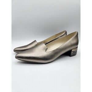 Anne Klein Kimbra Womens Leather Pointed Toe Block Heel Pumps Shoes size 8.5 M